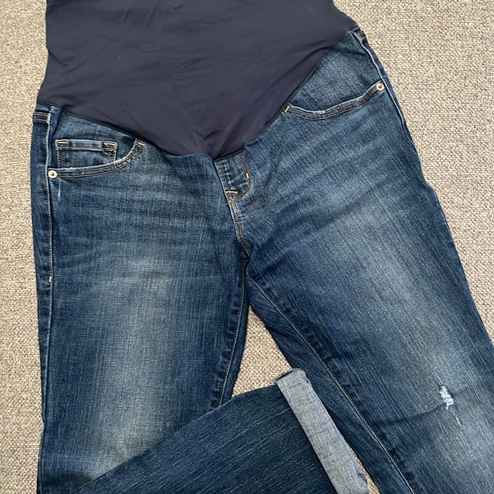 Full Panel Old Navy Maternity Jeans Slightly Distressed